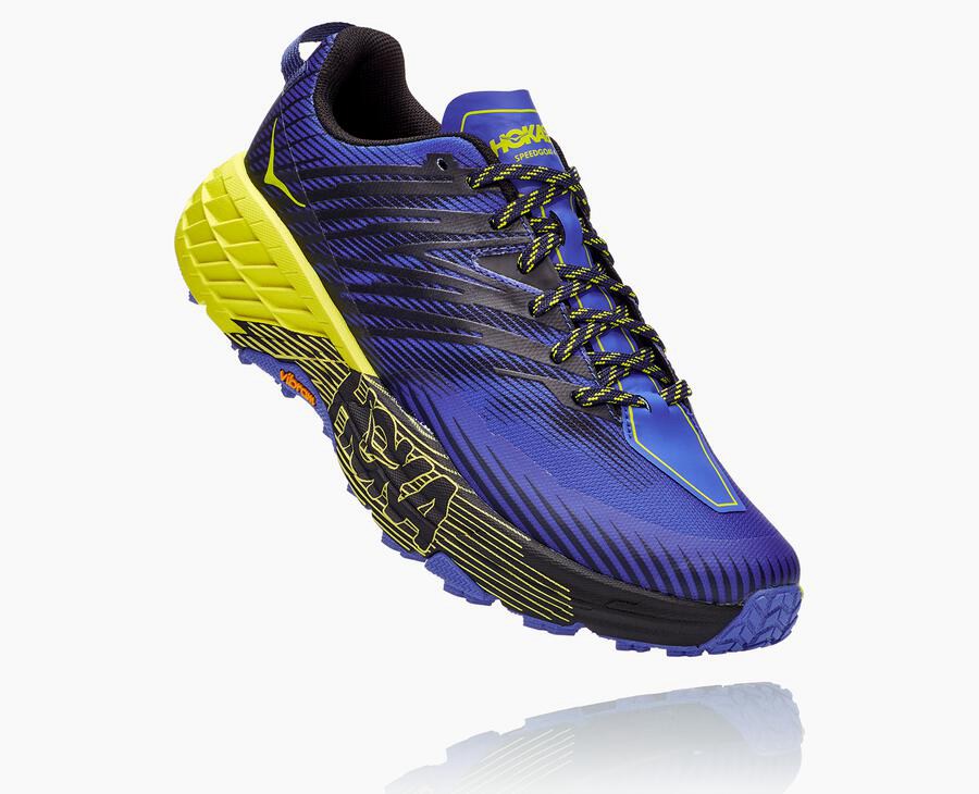 Hoka One One Speedgoat 4 - Men's Trail Shoes - Blue/Green - UK 680MXWPLF